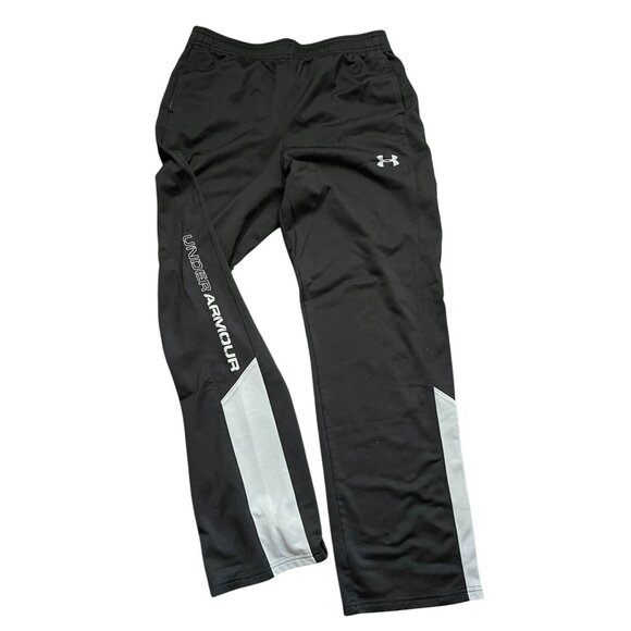 Under Armour Track Pants Youth YXL Loose Fit Black & Gray Polyester Activewear - Picture 2 of 10